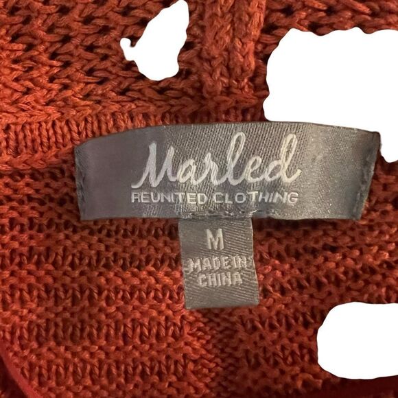 Marled cotton blend hooded cardigan. Size medium - Picture 3 of 9